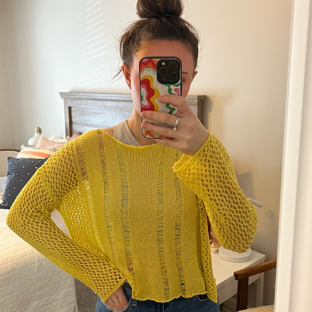 JOA Yellow Knit Sweater XS
